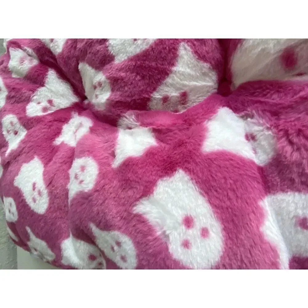Storehouse Pink Ghosts Halloween Faux Fur Pillow Pet BED Super Soft 36 X 23” NEW
